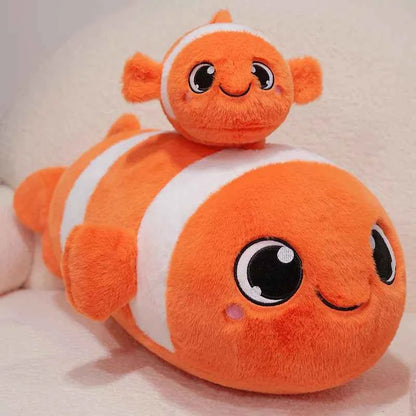Kawaii Clown Fish Plush Toy – Cute Orange Fish Stuffed Animal Pillow