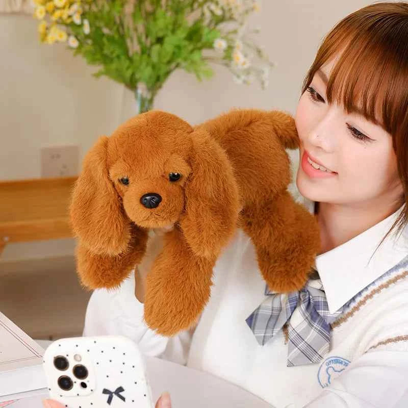 30cm Kawaii Black Puppy Plush Toy Cute Lying Dog Soft Stuffed Doll Pillow Lovely Birthday Gift for Ages
