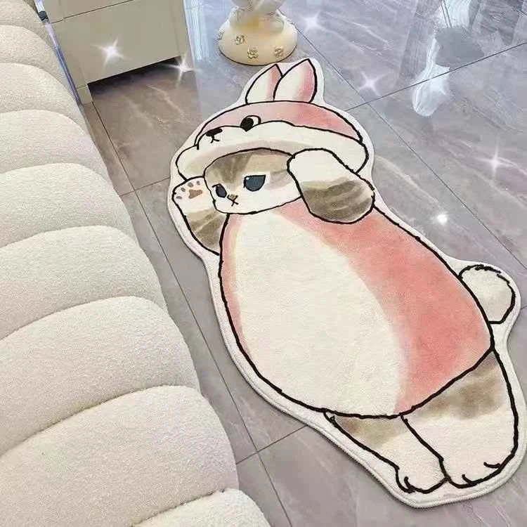 Cartoon Cat Carpet Plush Warm Bedside Blanket Cute Girlish JFYR lint-free 1