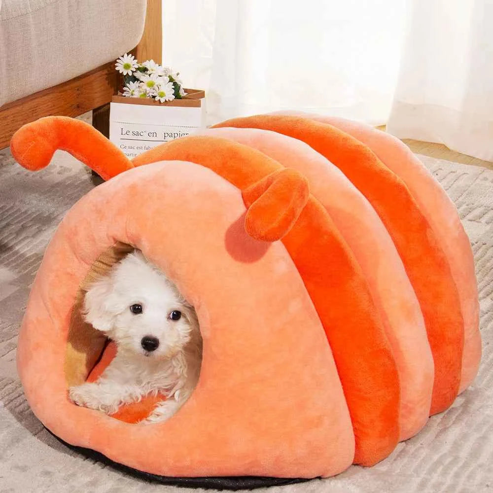 Kawaii Cartoon Caterpillar Pet Bed (Up to 23.6 in) - Warm Soft Plush Cat/Dog House