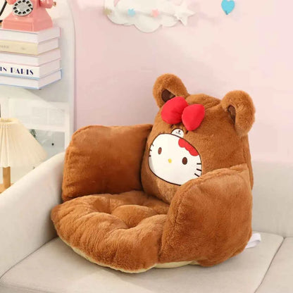 Comfortable Hello Kitty Seat Cushion - Plush Office Chair Pad with Back Support (17.7 in)