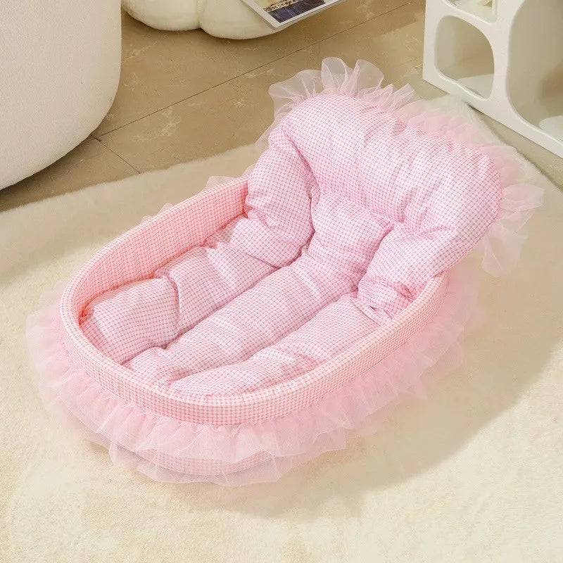 Cat Nest Macaroon Colour Small Dog Kennel Removable Washable Four Seasons Universal Soft Warm Dopamine Cats Nests Pet Products Pink China Mainland
