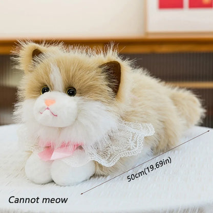 Kawaii Simulation Ragdoll Cat Plush Doll - Soft Lifelike Voiced Kitten Toy and Gift in 11 Colors, 40cm Yellow-with Bib