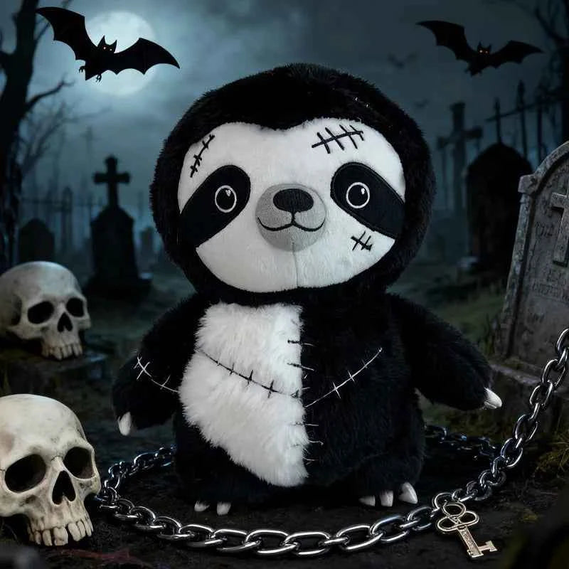 Dark Sloth Plush Toy – Gothic Stuffed Animal Decoration