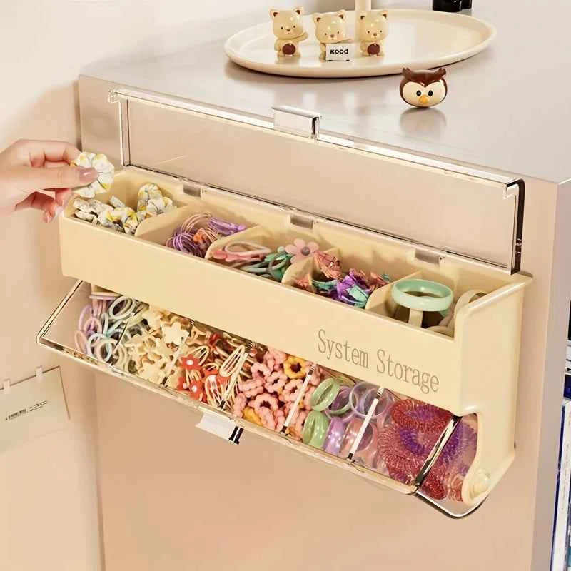 A double-layer cute hair accessory storage box girl hair