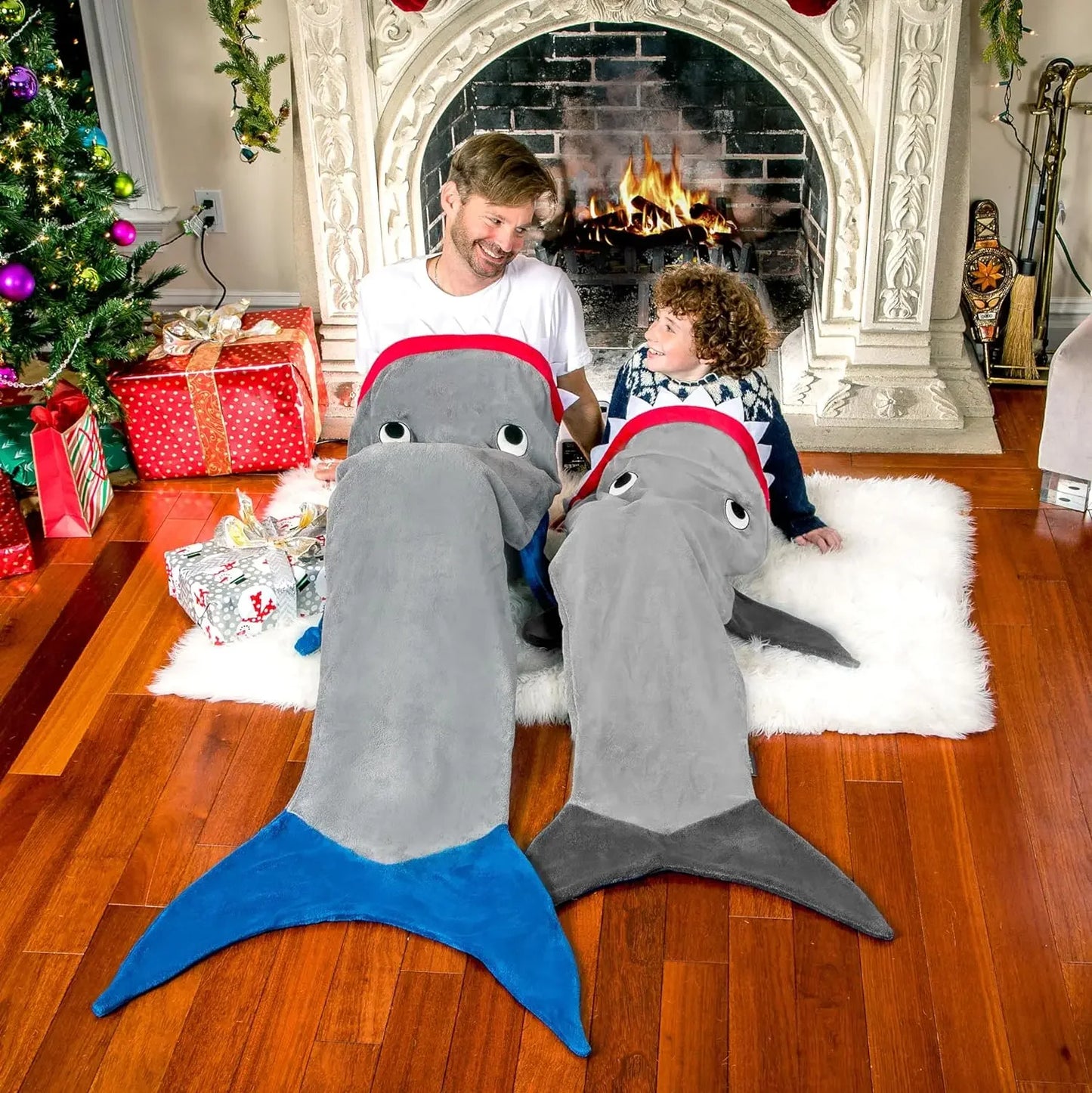 Shark Mermaid Tail Blanket – Wearable Flannel Sleeping Sack