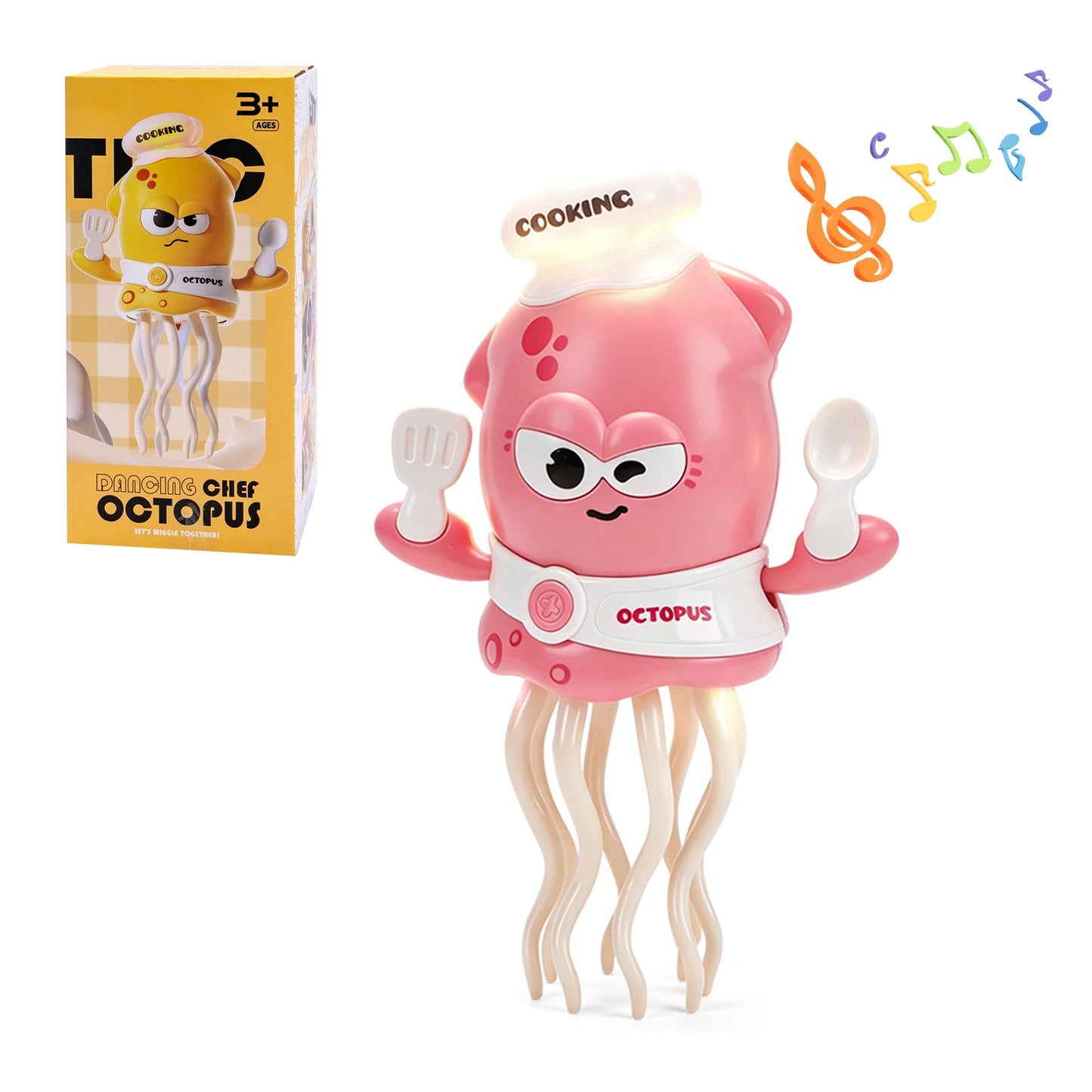 Kawaii Electronic Dancing Squid Toy – LED Light & Music Interactive Robot Lantern (7 Colors) C Pink