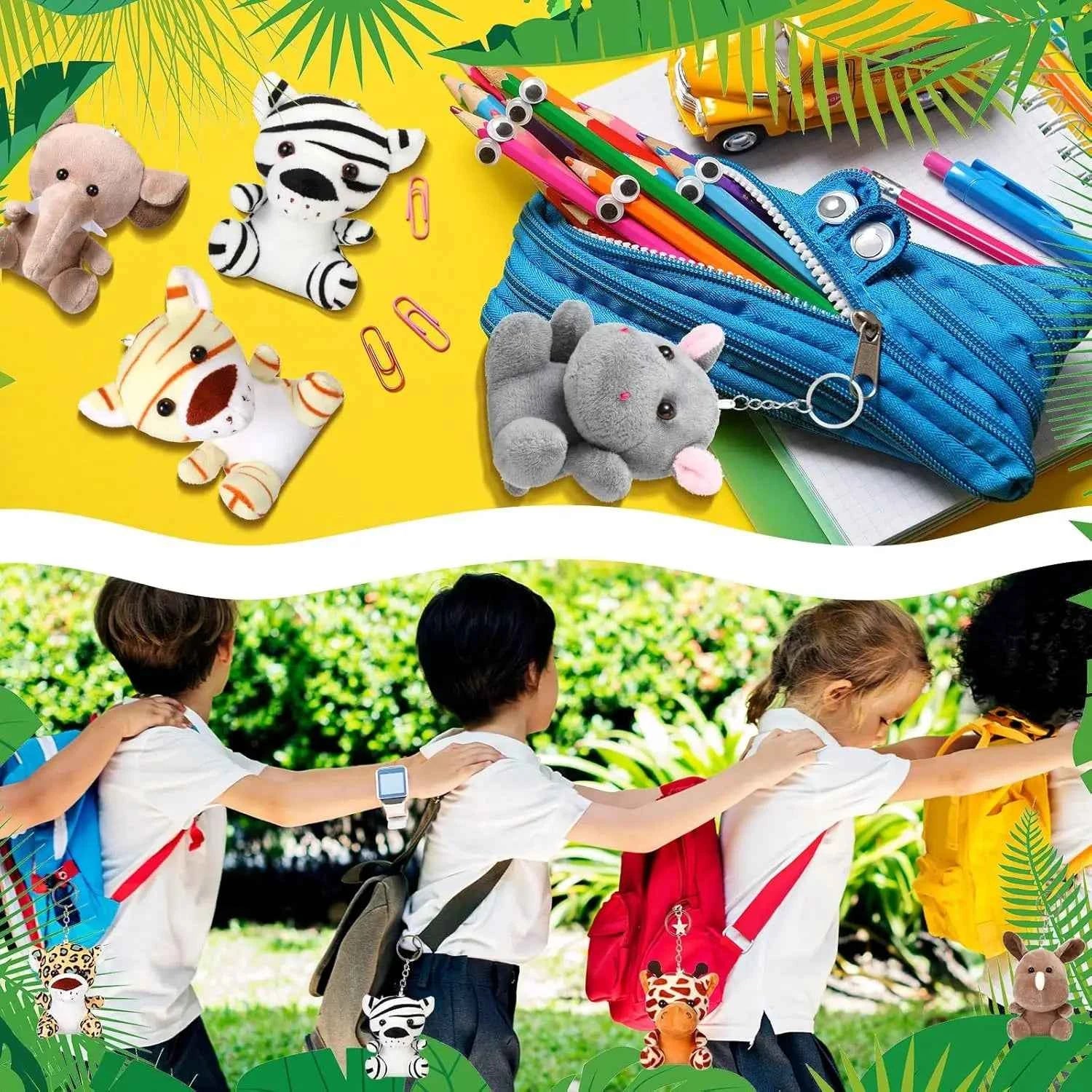 12-36 PCS Small Safari Stuffed Animals Bulk 12cm Jungle Animal Mini Plush Toys for Party Favors Birthday Baby Shower Gift Bags