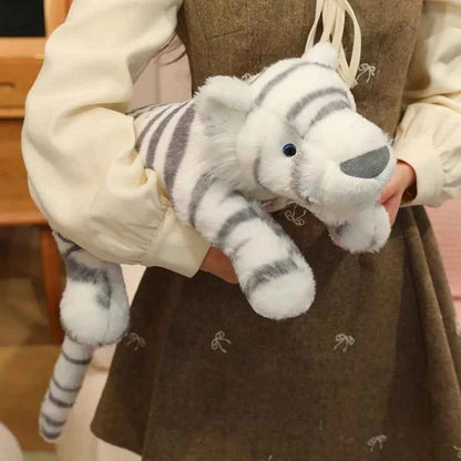 Cute Lifelike Lying Snow Tiger Stuffed Plush Toys Soft White Simulation Animals Tigers Plushies Doll Birthday Gifts