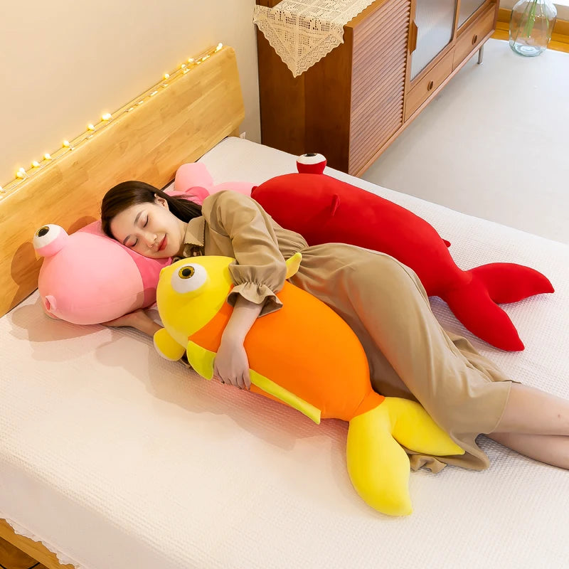 Kawaii Cute Fish Plush Pillow - Soft Stuffed Sea Animal Doll and Gift, 3 Colors and 3 Sizes