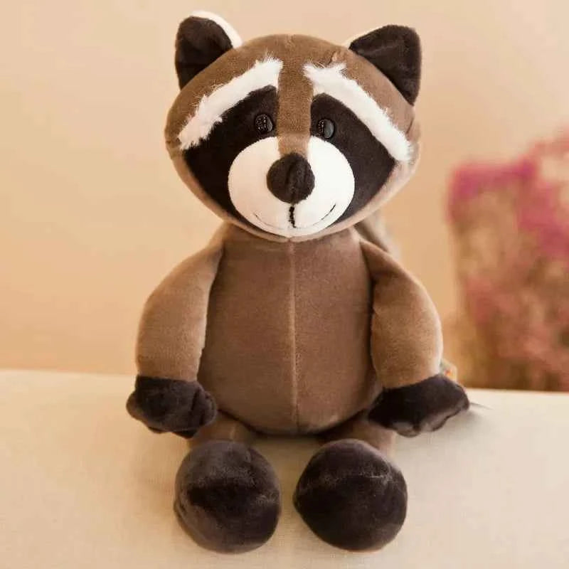 25cm Stuffed Lifelike Lion Tiger Elephant Monkey Leopard Giraffe Raccoon Doll Simulation Forest Animals Plush Toys for Kids Gift