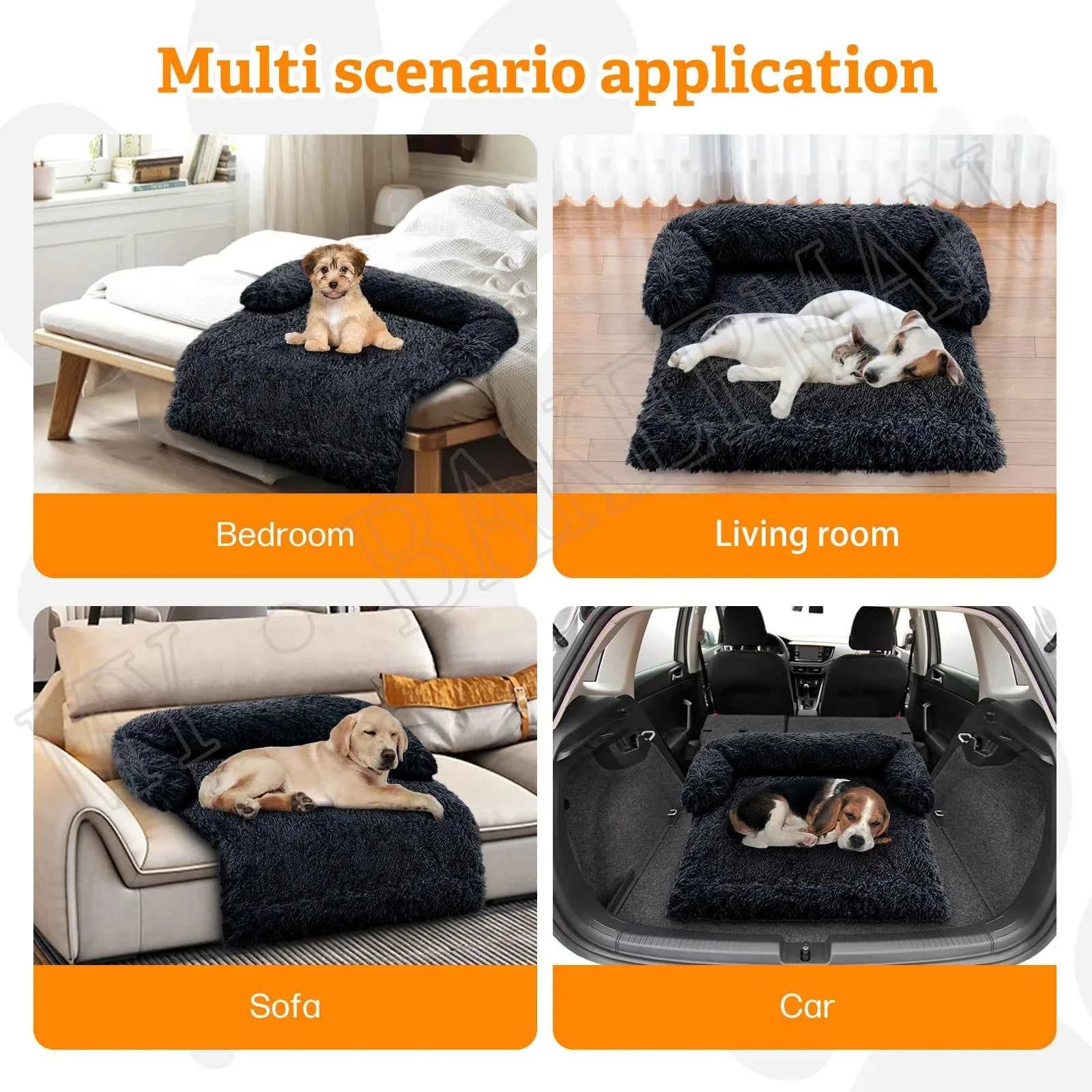 Washable blanket Sofa cover Large dog bed Sofa plush dog pet House sofa cushion plush warm kennel pet cat puppy cushion. Winter