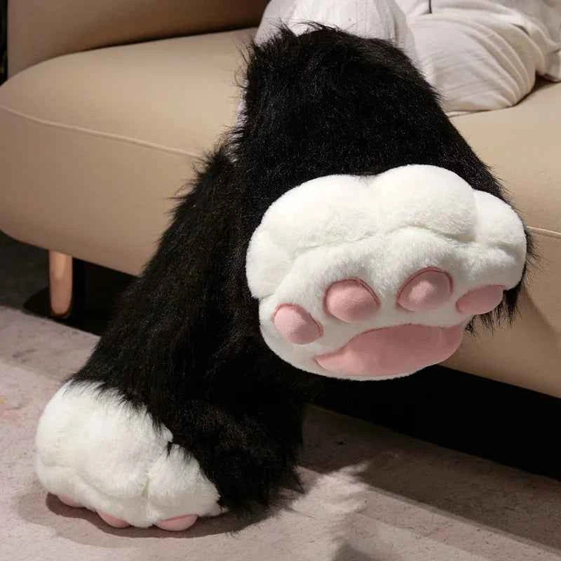 Kawaii Plush Cat Claw Mittens - Furry Fox Paws Gloves with Bird Wings for Halloween Cosplay