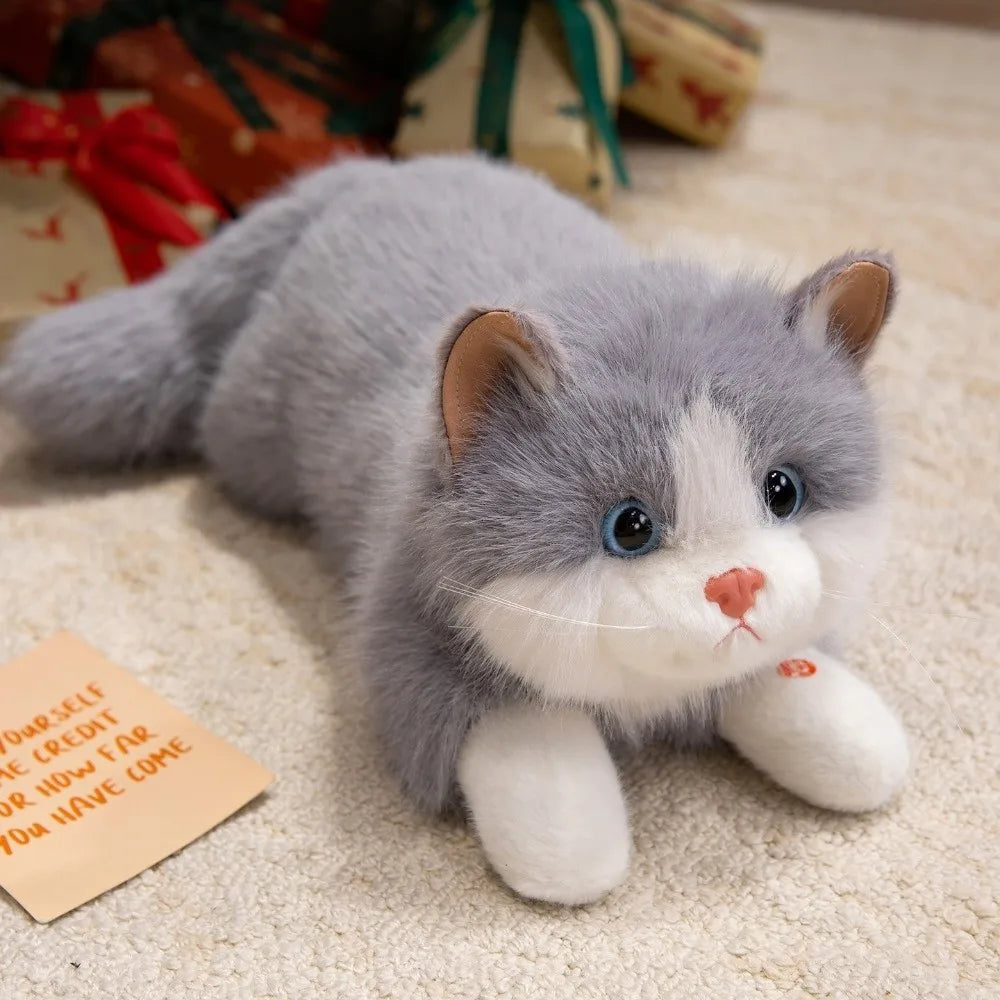 Realistic Cat Plush Toy – Soft Simulation Kitten Stuffed Animal Grey 15.75" (40cm)