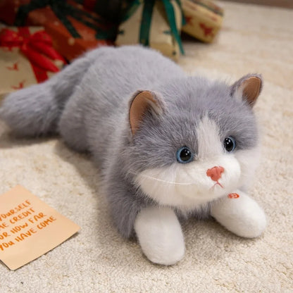 Realistic Cat Plush Toy – Soft Simulation Kitten Stuffed Animal Grey 15.75" (40cm)