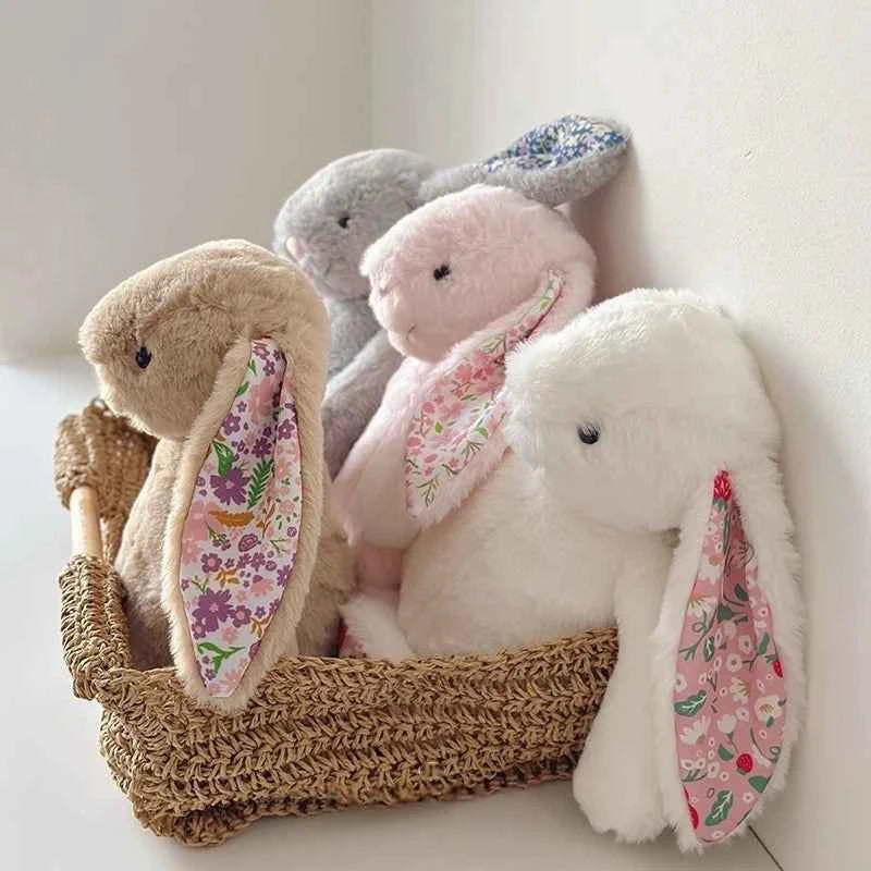 Bonnie Rabbit Plush Toys Soft Floral Ears Bunny Stuffed Dolls Cartoon Plushies Cute Kid Birthday Gifts Home Decor