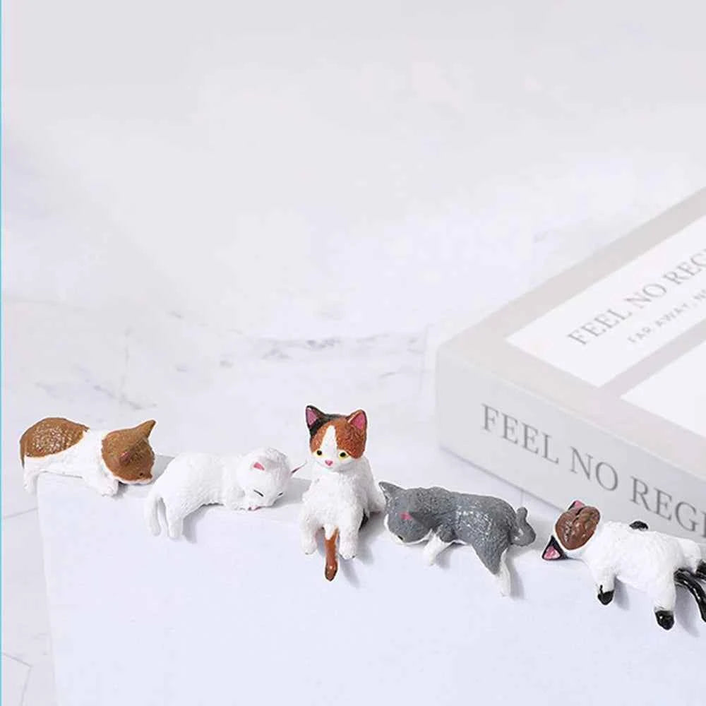 5-Pack Cute Healing Cat Monitor Decoration - Kawaii Screen 1 Set B