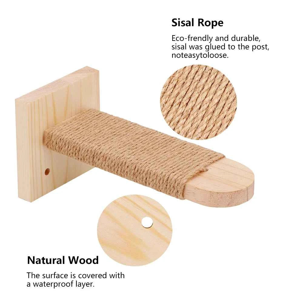 Wooden Cat Wall Steps Climbing Kitten Ladder Sisal Rope Pet