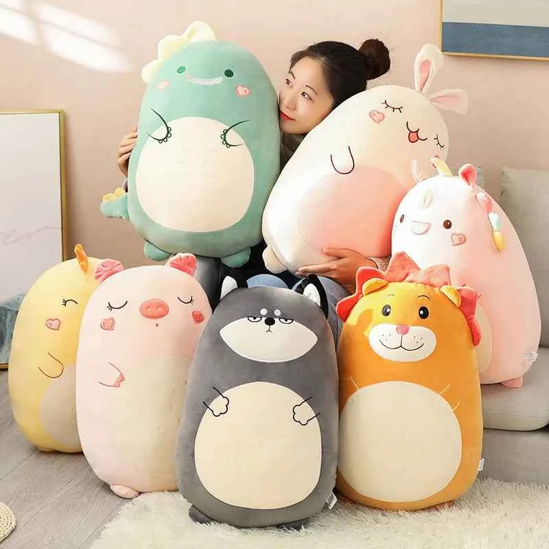 Kawaii Squishy Animal Plush Toy (17.7-31.5 in) - Fat Dinosaur/Shiba Inu Pillow Gift