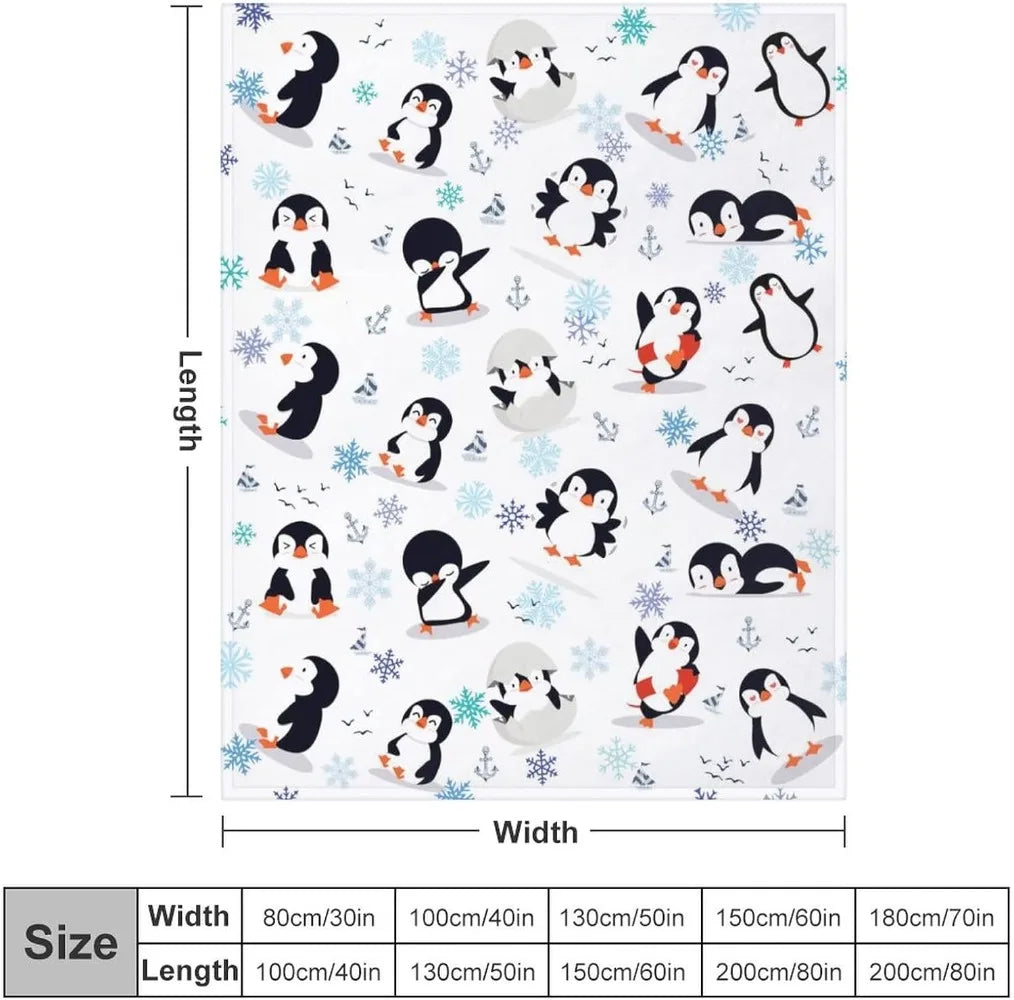 Penguin Flannel Fleece Blanket – Ultra Soft Microfiber Throw Blanket
