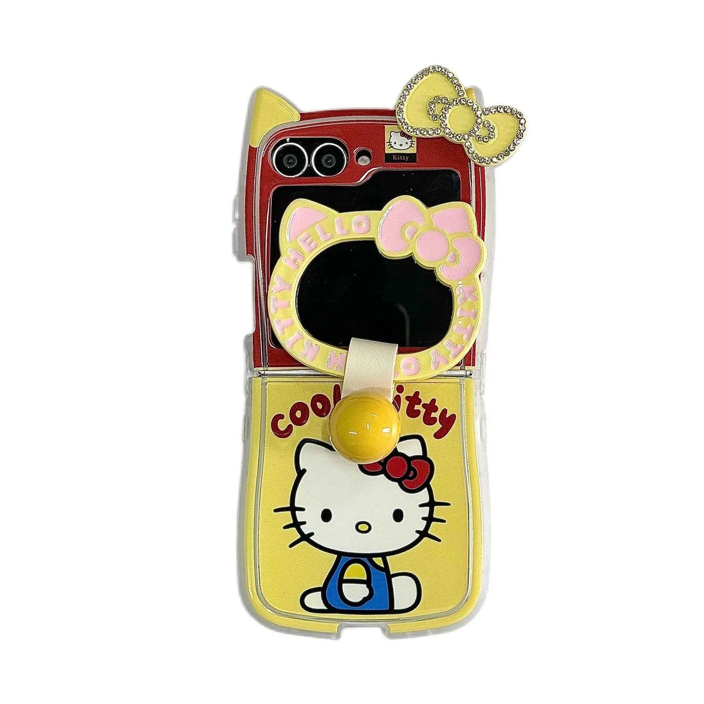 Sanrio Hello Kitty Diamond Studded Z Flip Case - Bow Design with Lanyard (Z Flip3 to Z Flip7)