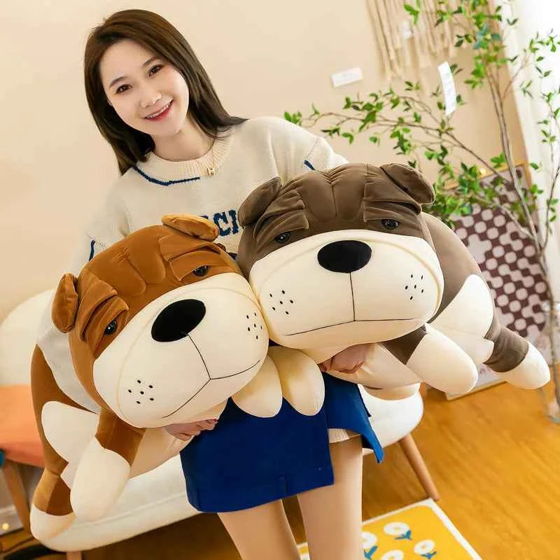 Kawaii Shar Pei Dog Plush Pillow - Super Soft Stuffed Sleep Pillow and Cuddle Toy Gift, 2 Colors and 3 Sizes