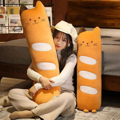 Long Cat Bolster Plush Pillow – Kawaii Cylindrical Stuffed Animal Body Pillow