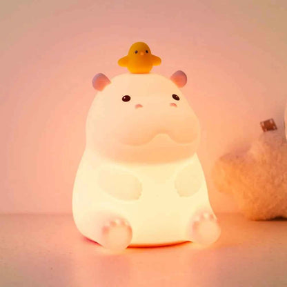 Kawaii Animal Silicone Night Light - Rechargable Fox/Duck/Frog Touch Sensor Lamp