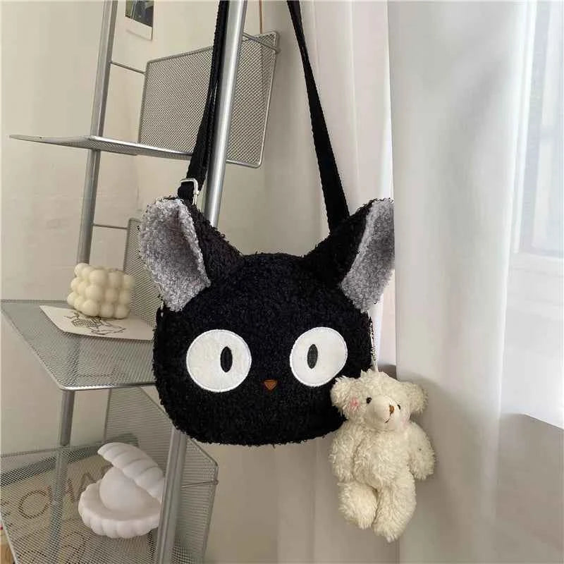 Kawaii Cute Cat Plush Shoulder Bag (6.7 in) - Japanese Cartoon Crossbody Phone Purse