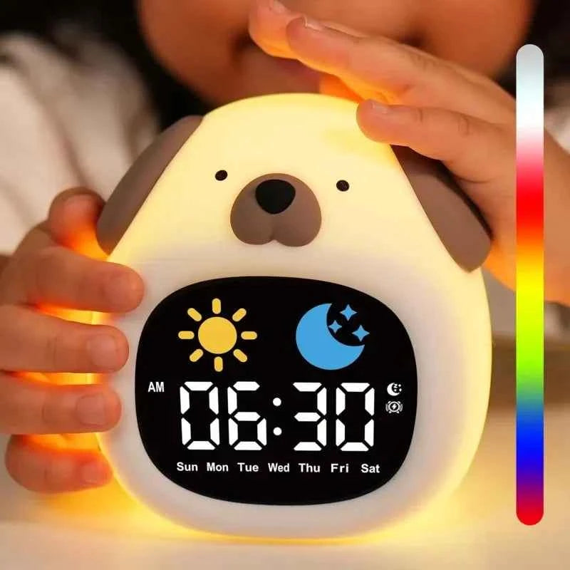Kawaii Puppy Sleep Training Alarm Clock (3.9 in) - Cute Touch Night Light for Kids