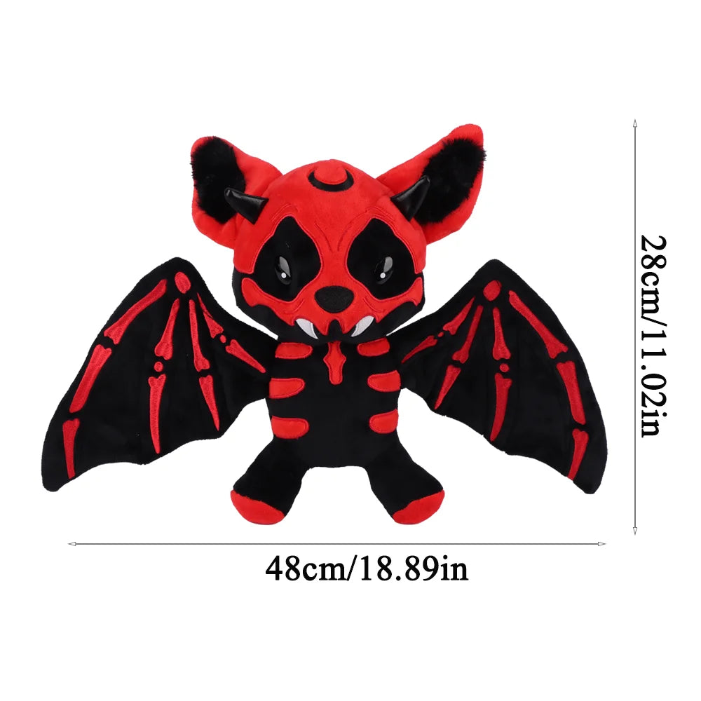 Skeleton Bat Plush Toy – Halloween Stuffed Animal Decor Red 11.0" (28cm)