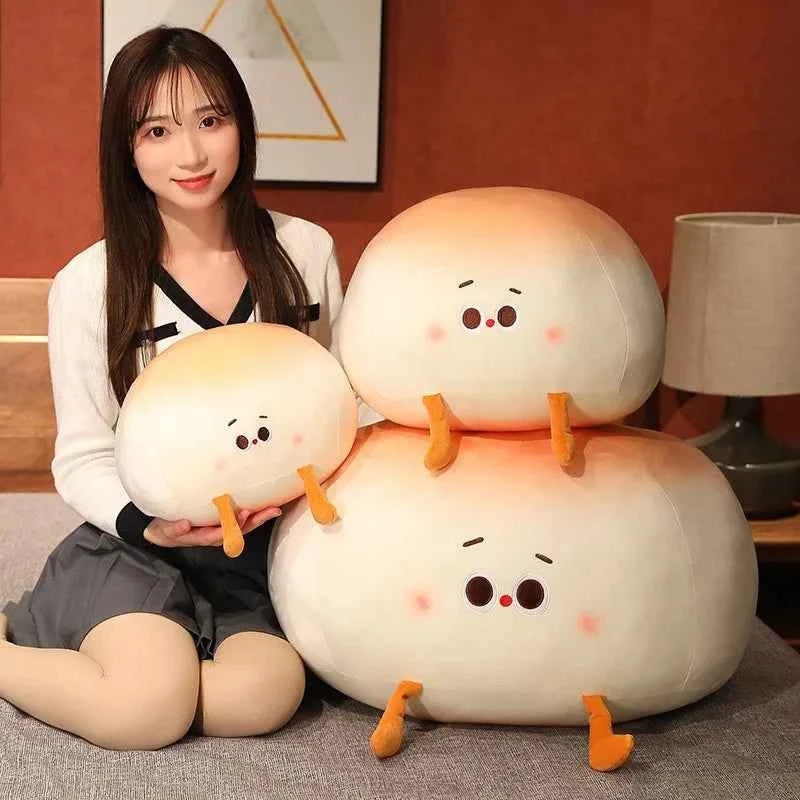 Kawaii Bread and Bun Plush Pillow - Soft Stuffed Food Cushion Toy and Gift, 30cm and 40cm