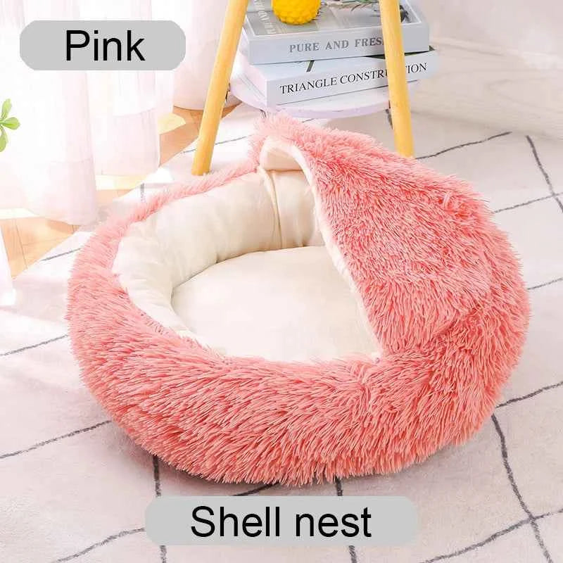 Donut Pet Bed – Calming Round Dog & Cat Bed Soft Plush Cuddler Nest Style 3 Pink