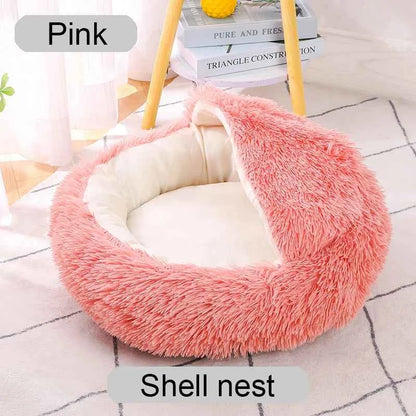 Donut Pet Bed – Calming Round Dog & Cat Bed Soft Plush Cuddler Nest Style 3 Pink