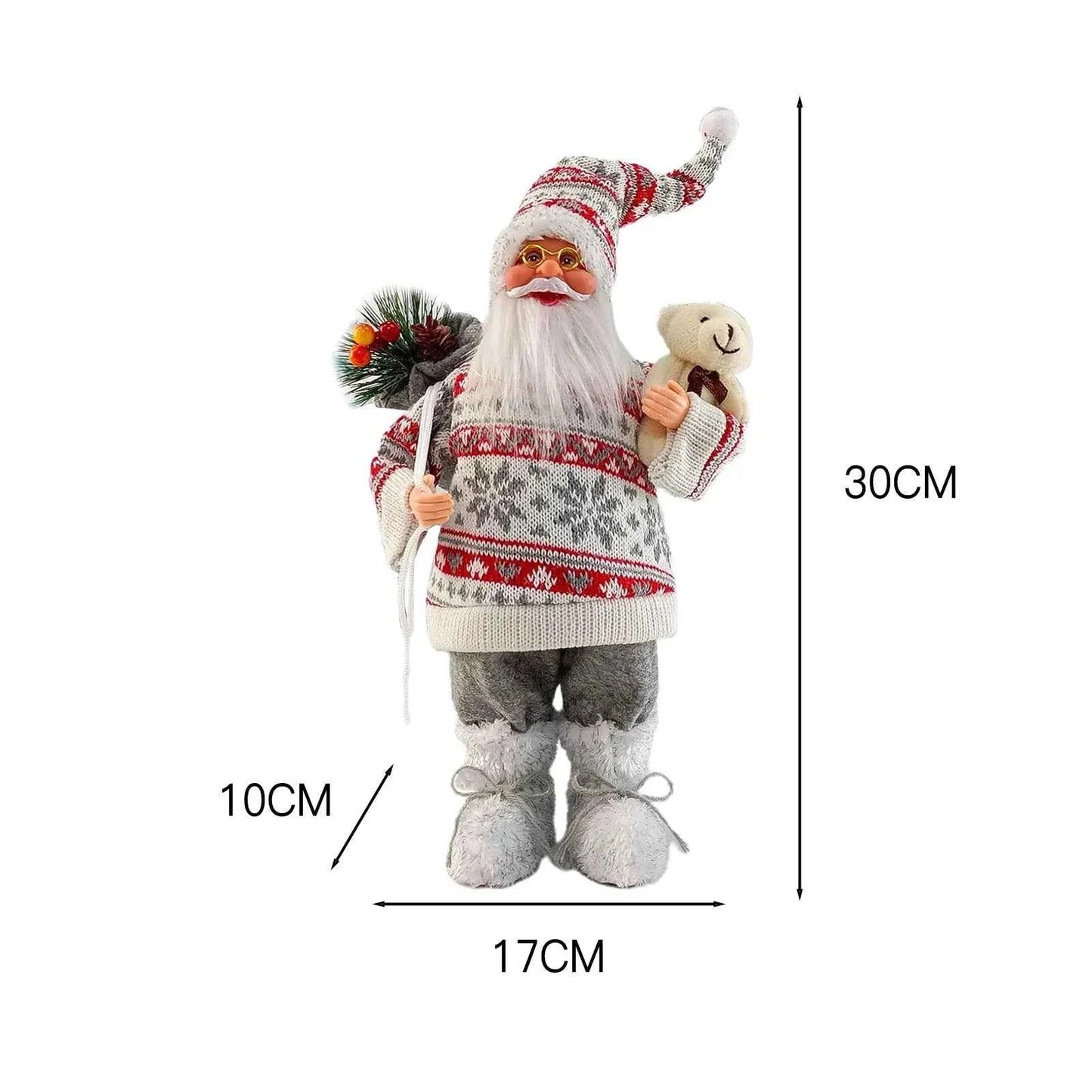 Cute 12 inch Sitting/Standing Santa Claus Figurine - Xmas Tree & Fireplace Decor