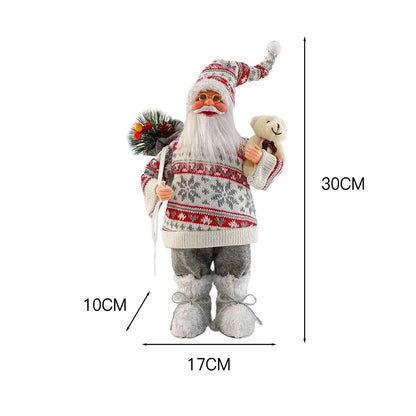 Cute 12 inch Sitting/Standing Santa Claus Figurine - Xmas Tree & Fireplace Decor
