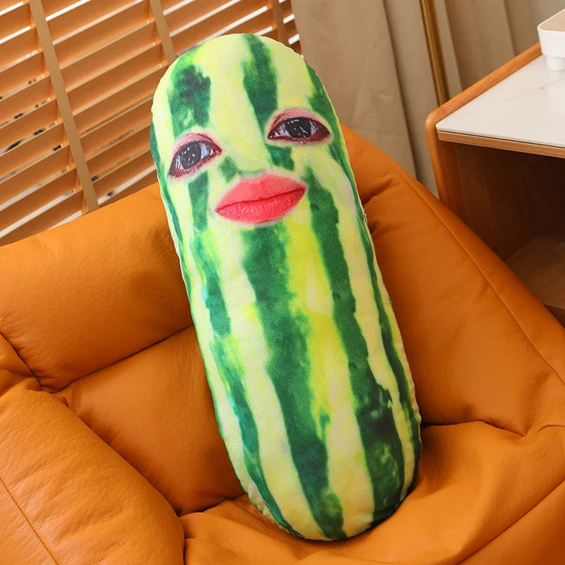 Funny Cucumber Plush Pillow – Long Vegetable Body Cushion Depressed