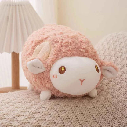 23cm Sweet Lamb Doll Plush Toy White Pink Green Sheep Cartoon Stuff Animal Plushie Peluche Head Pillow Decor Gift