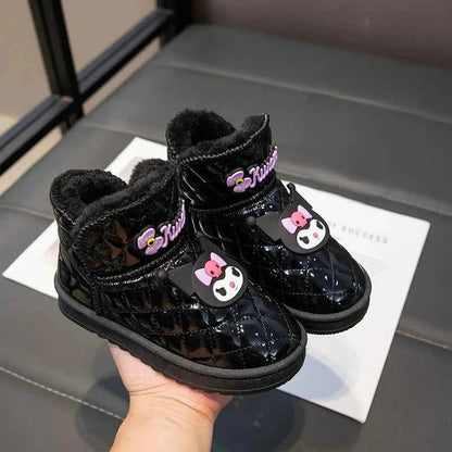 Kids'Casual Shoes Boots Cartoon PU Leather Winter Outdoor Sports Shoes For Girls Keep Warm Anti-slip Black Pink Size 26-37