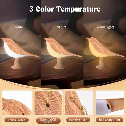 Cordless LED Touch-Control Bird Lamp - 3-Levels Dimmable USB Rechargeable