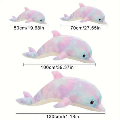 50cm/19.68in Cute Colorful Dolphin Plush Toy Soft Cartoon Model Throw Pillow Home Decoration for Boys and Girls Birthday Gifts