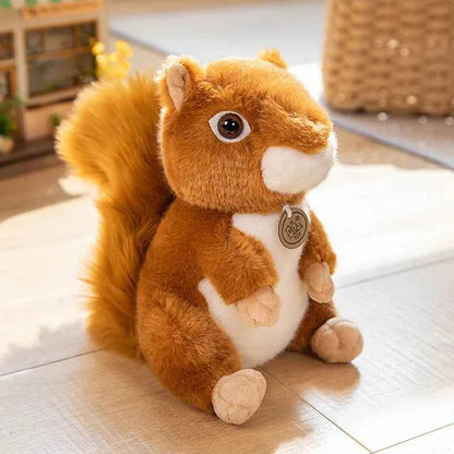 Adorbale Furry Hair Big Umbrella Tail Plush Toy Realistic Squirrel Cute Soft Stuffed Animals Doll Pillow For Girls Children Gift