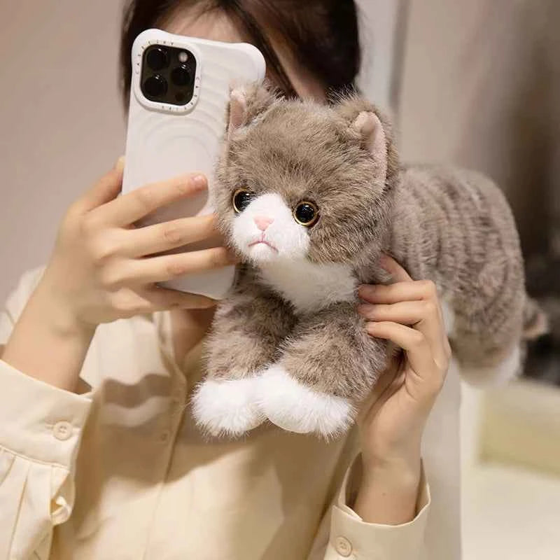 6 Colors Cute Simulation Cat Plush Toys Soft Stuffed Kitten Model Fake Cat Realist Animals Kids Girls Valentine's Day Gift