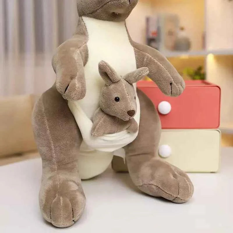 Mother & Baby Kangaroo Plush Toy – Cute Kangaroo Stuffed Animal Pillow