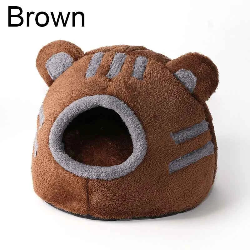 Kawaii Bear Head Cat Bed (Up to 16.9 in) - Cozy Cave Winter Self Warming Kitten Nest