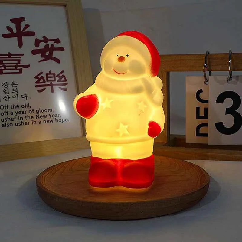 Cute LED Christmas Night Light (5.0 in) - Santa/Snowman Bedside Holiday Ornament