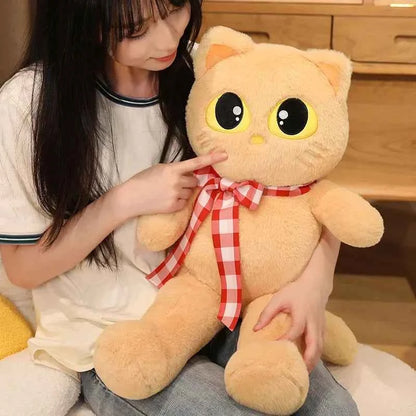 Kawaii Cat Plush Pillow – Soft Stuffed Cartoon Cat Sofa Cushion Doll (3 Colors, 60–100cm)