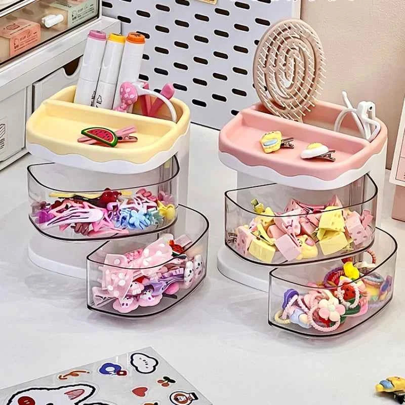 2 Layers Cute Children's Hair Accessories Storage Box Hair