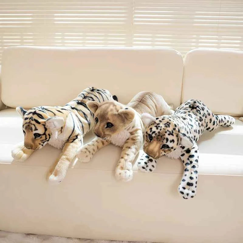 39cm-49cm Realistic Wild Animal Series Plush Toys Cute Fluffy Stuffed Tiger Lion Leopard Doll Cushion Funny Birthday Gift
