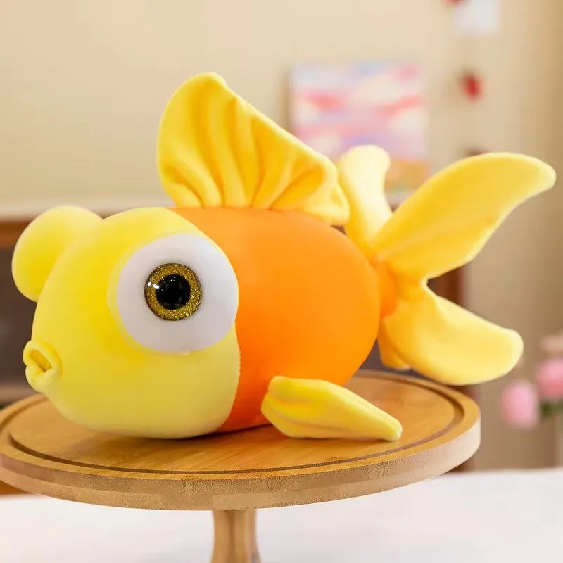 Kawaii Cute Fish Plush Pillow - Soft Stuffed Sea Animal Doll and Gift, 3 Colors and 3 Sizes Yellow